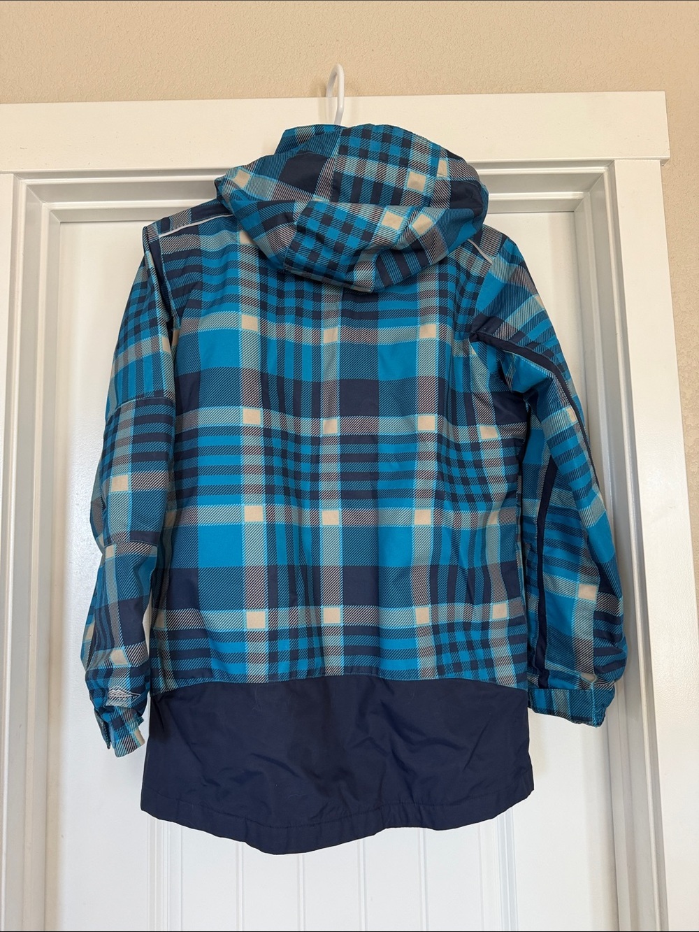 Columbia Boys Large 14/16 Waterproof Plaid Ski Jacket Outer Shell Only Teal Blue - Picture 2 of 7